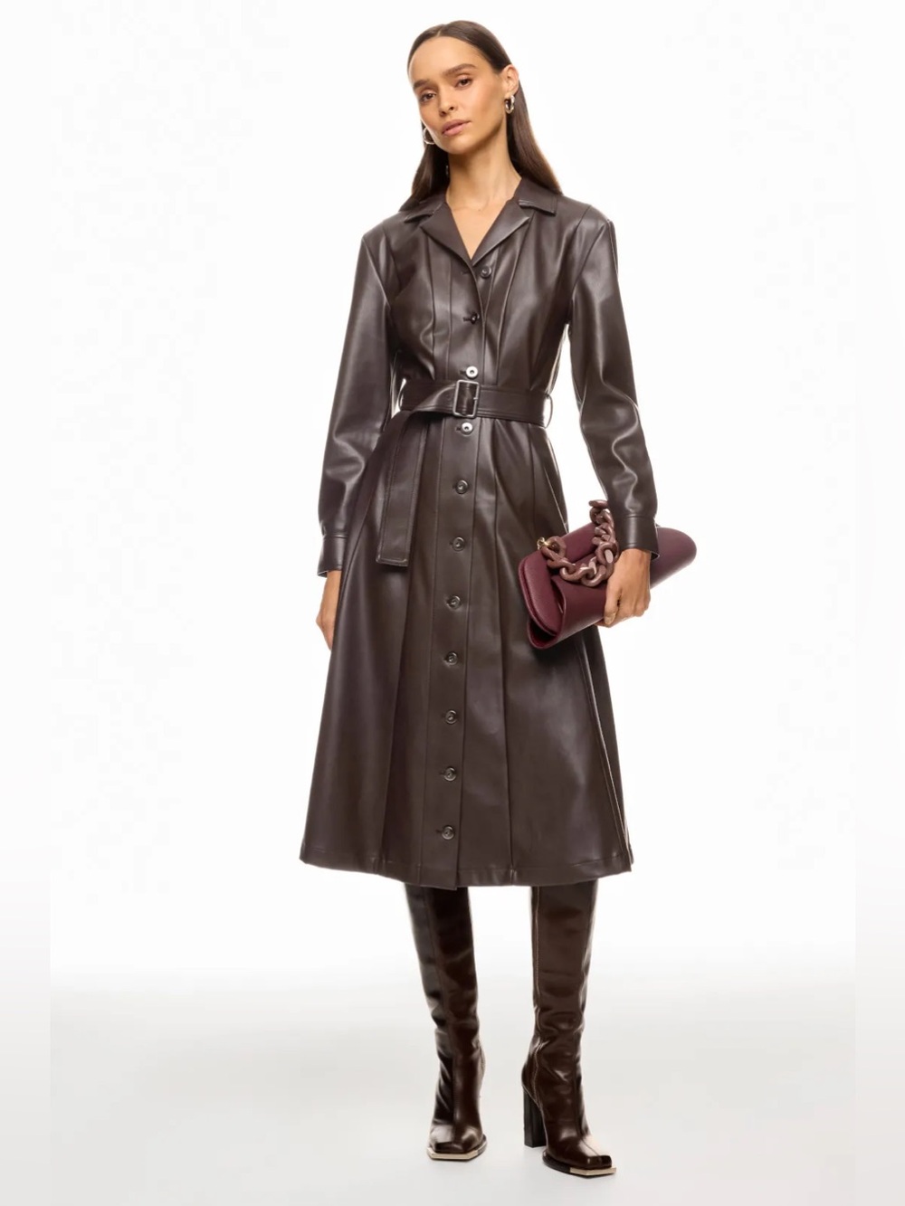 *Flawed Eudon Choi Faux Leather Corset Detail MIDI Dress (0336)